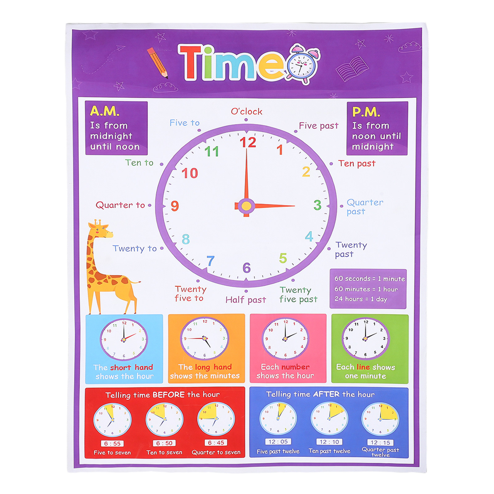 Kids Education Wallpaper - Time Teaching Poster for Kids Educational