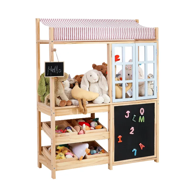 Montessori Shelf Toy - Solid Wood Kids Toy Storage Rack
