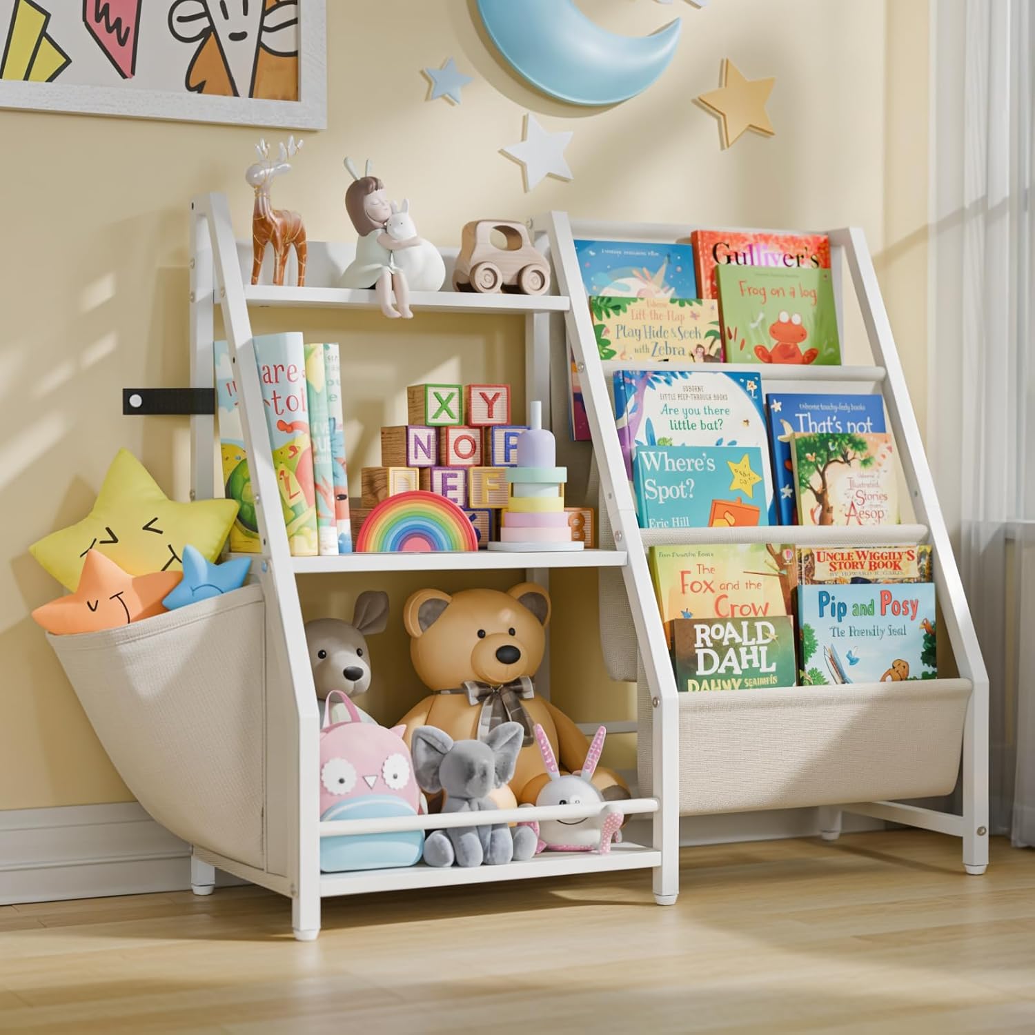 Montessori Shelf Toy - 3 Tier Kids Bookshelf and Toy