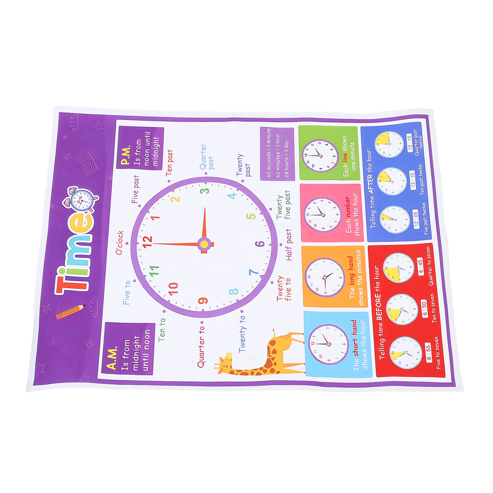 Time Teaching Poster for Kids  - огляд і ціна Kids Education Wallpaper