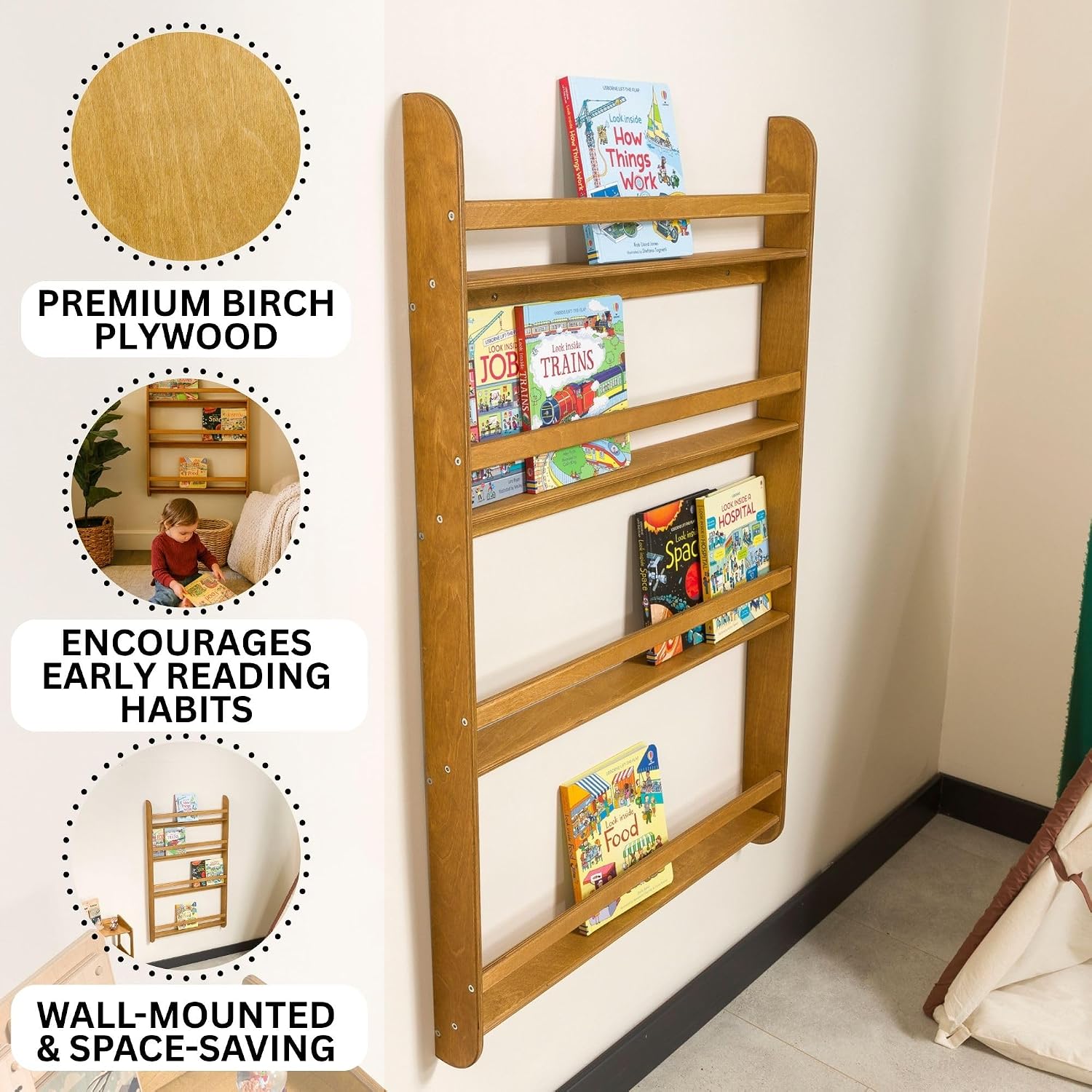 Montessori Wall Bookshelf Todd - огляд і ціна Montessori Shelf Toy