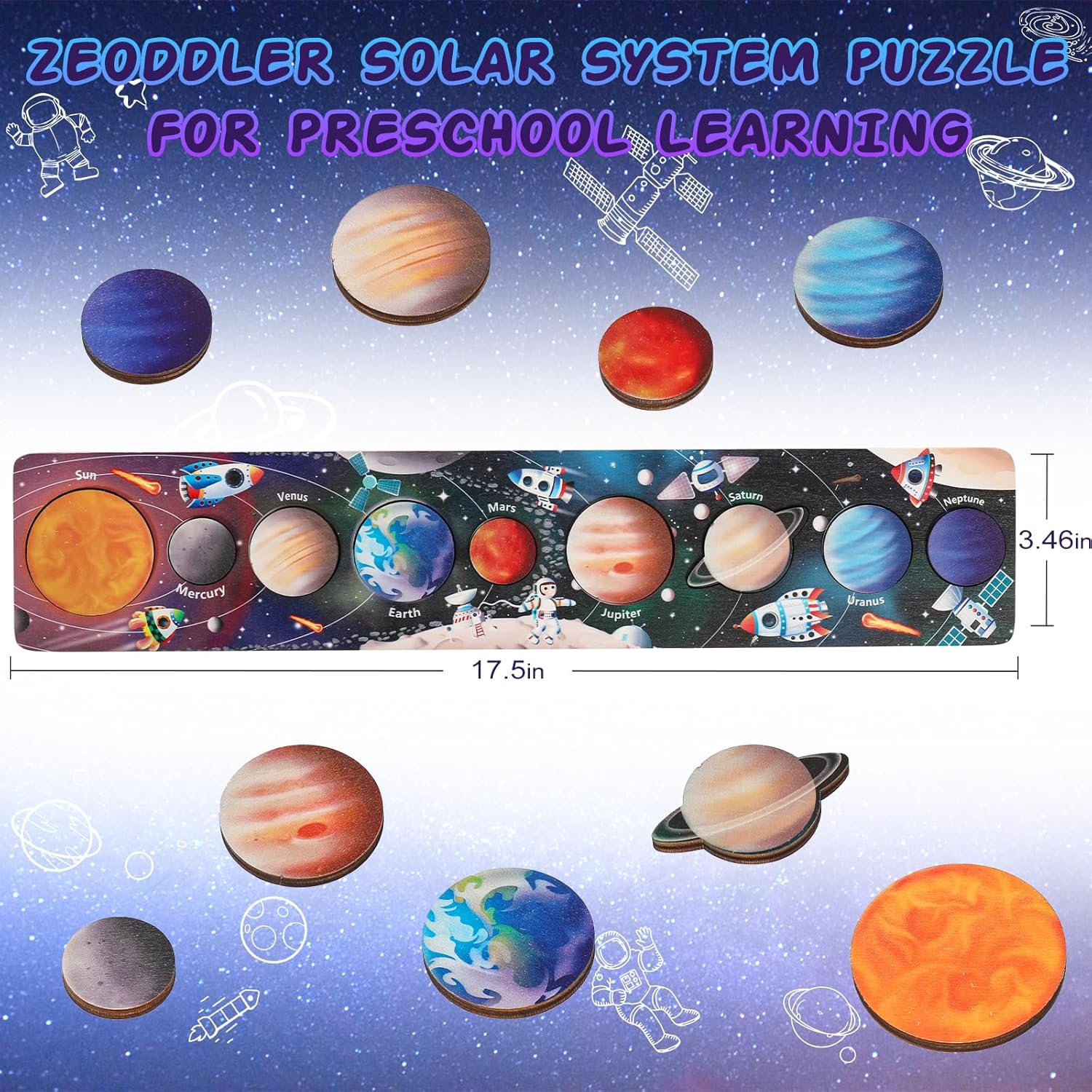 Children Wooden Space Planet P - огляд і ціна Montessori Shelf Toy