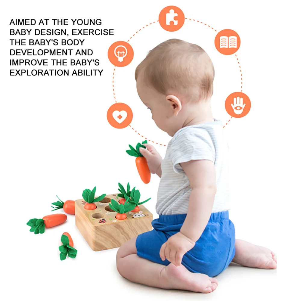 Children Puzzle Pull Up Carrot - огляд і ціна Montessori Shelf Toy